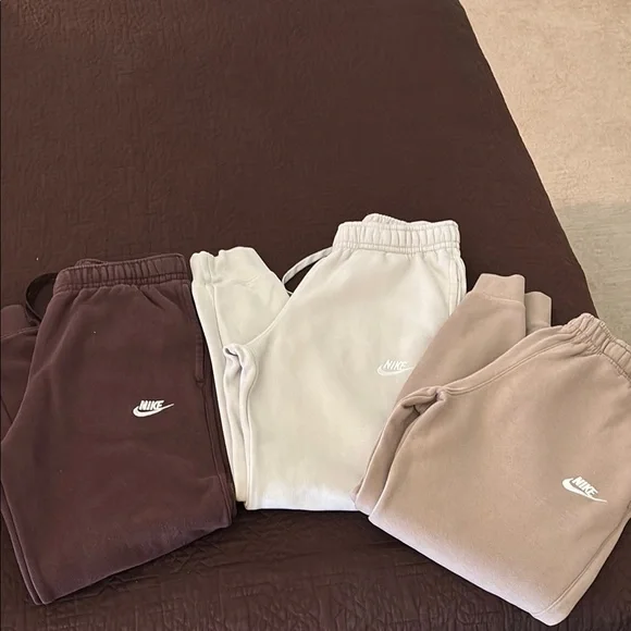 Nike Jogger Sweatpants Trio - Brown, Cream, and Tan - Picture 1 of 6